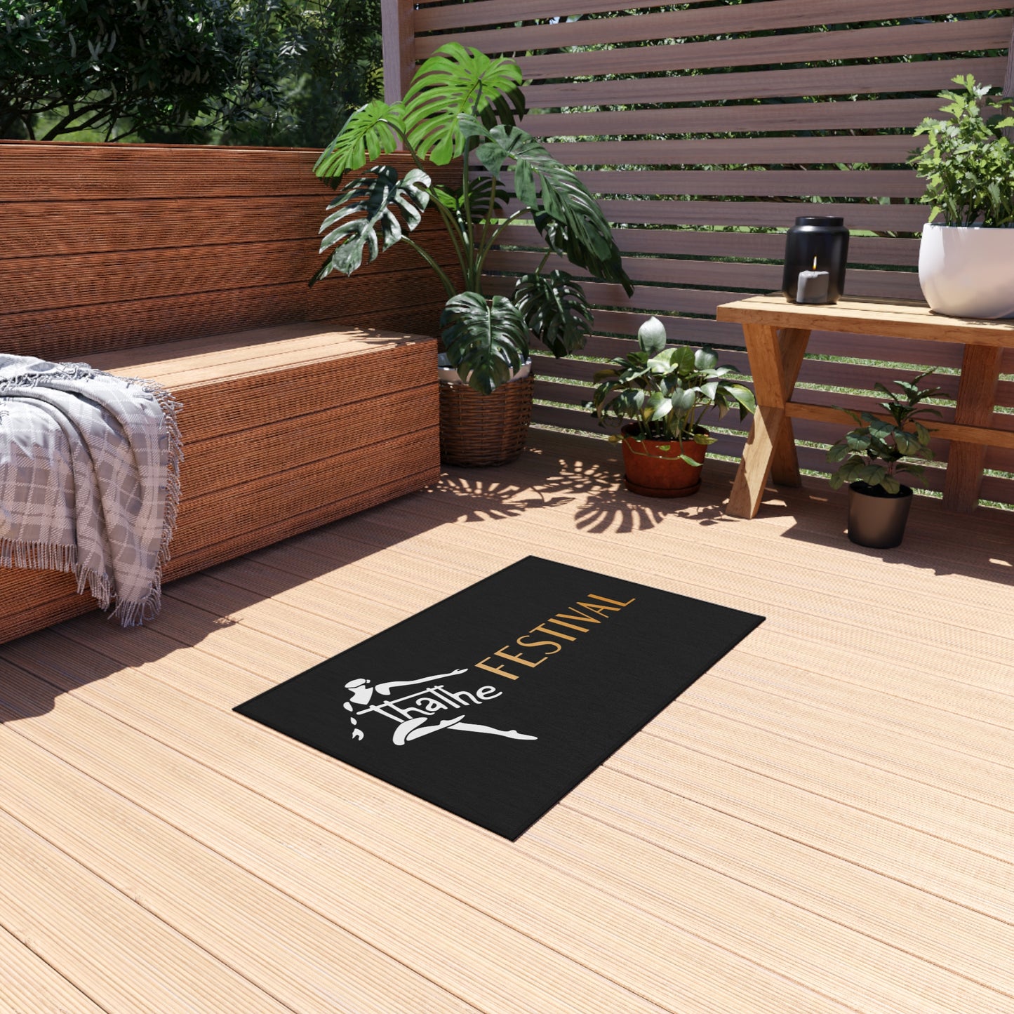Festival Inspired Outdoor Rug, Boho Chic Patio Mat, Unique Home Decor, Summer Party Accent, Durable Doormat for Gatherings