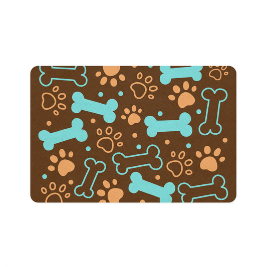 Be Pet - Colorful Dog Food Mat with Bones and Paws